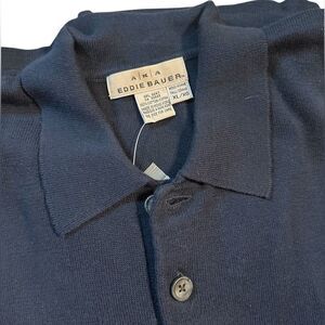 Eddie Bauer AKA Dark Blue Knit Sweater Polo. Short Sleeve. Size XL Tall. NWT